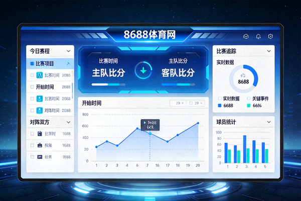 8688体育网直播界面展示实时比分、赛程和比赛追踪的大屏数据面板